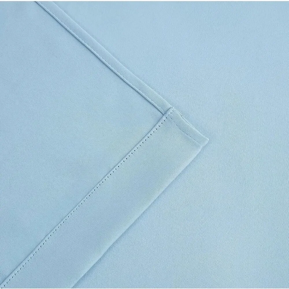 NEW Bujasso Double Layer 80% Blackout Curtains with Sheer Overlay, Sky Blue 84